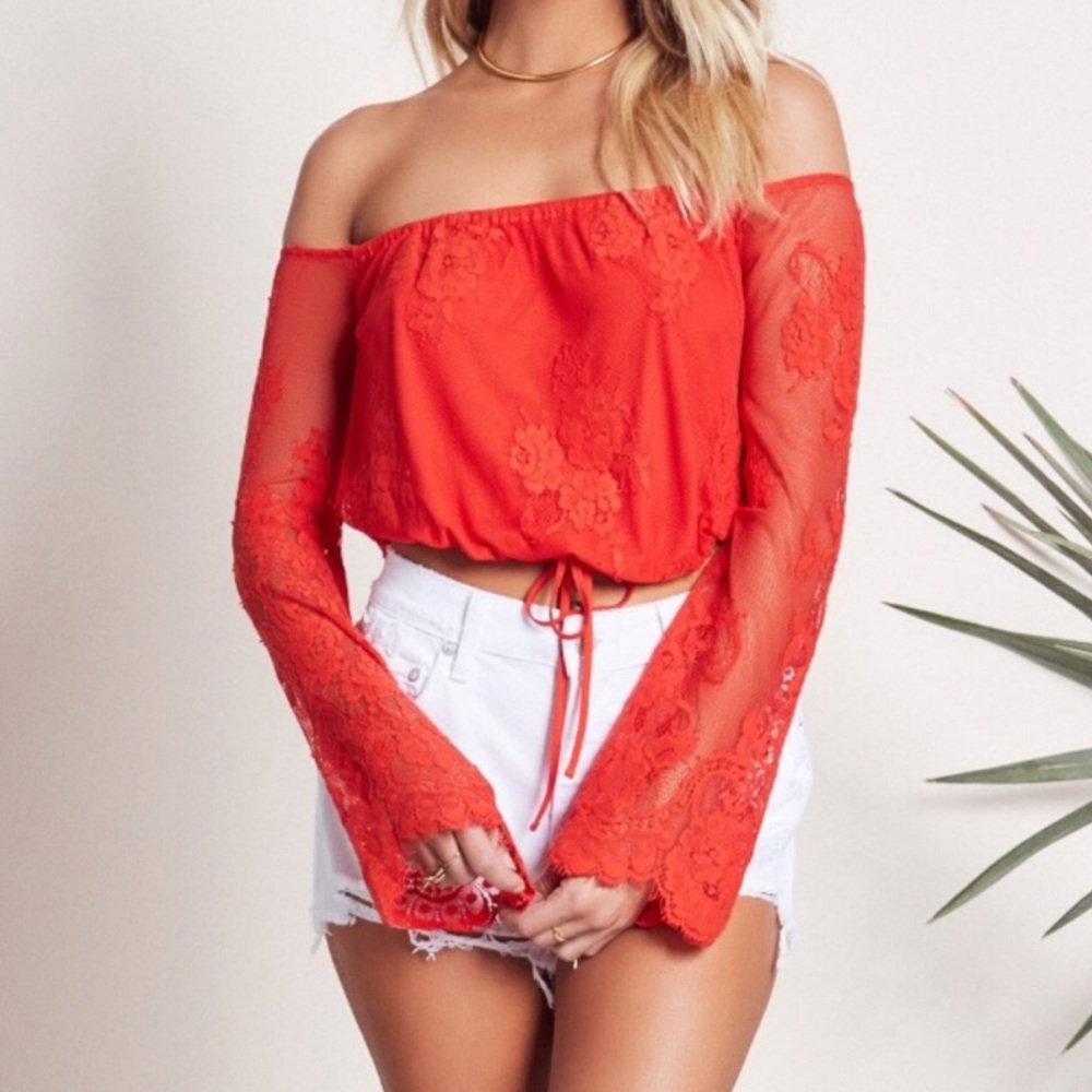 Lovers and friends lace off the shoulder top
